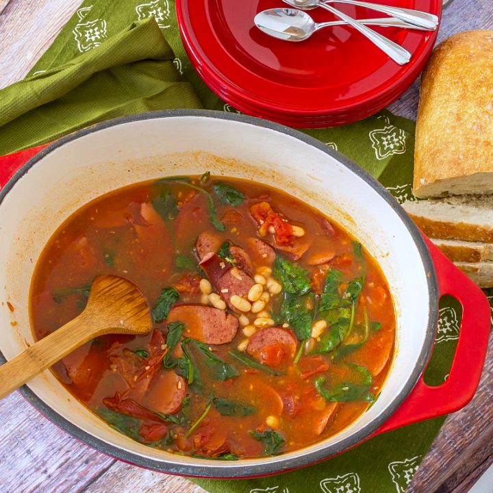 Healthy Bean and Sausage Soup #15MinuteSuppers