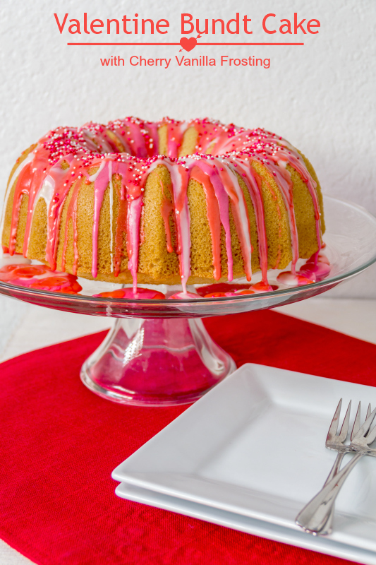 Valentine Bundt Cake with Cherry Vanilla Frosting