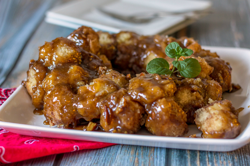 gluten free monkey bread on white plate