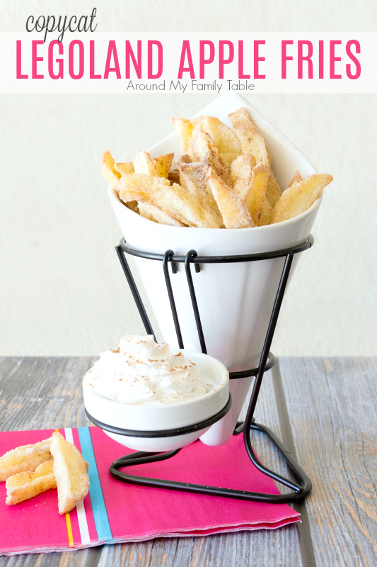 These copycat APPLE FRIES taste just like the ones at LegoLand.  I had a chat with the cook and he told me their secret....give them a try!  #legoland #apples #applerecipes #applefries #copycat via @slingmama