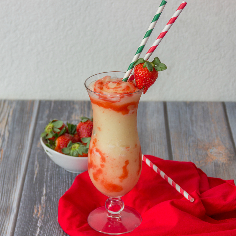 Lava Flow Smoothie...the perfect blend of sweetened strawberries, pineapple, and coconut!