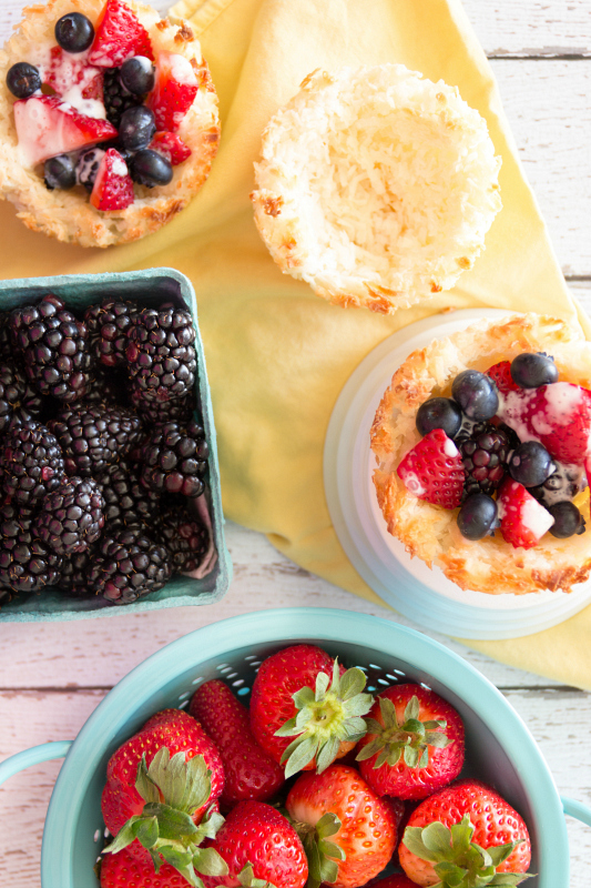 Macaroon Cups with Berries {gluten free, dairy free, & vegan}