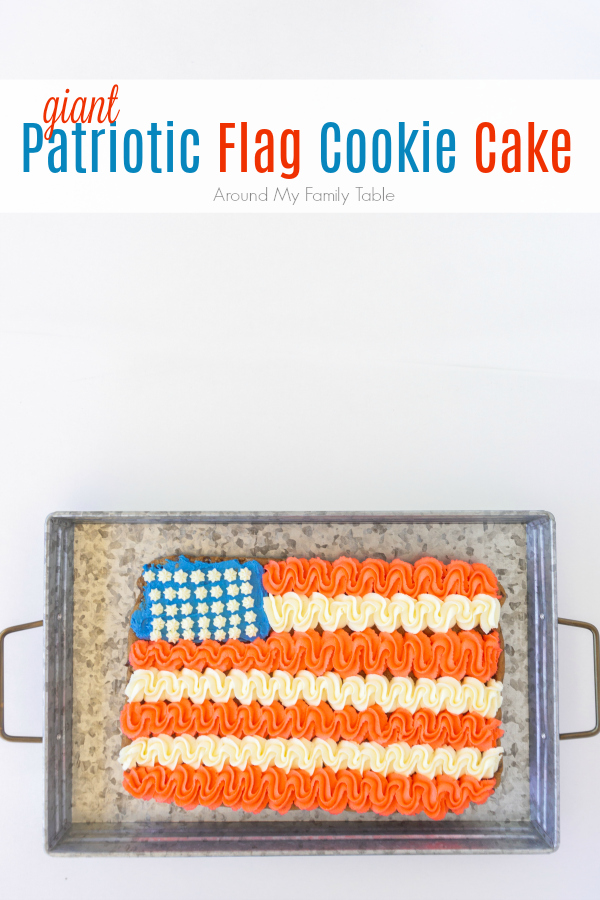 Make this Giant Patriotic Cookie Cake for all your summer parties from Memorial Day to 4th of July to Labor Day.  It's so easy to make {promise} and it will the highlight of the dessert table!