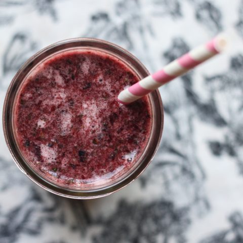 Coconut Water, Mixed Berry, and Spinach Smoothie