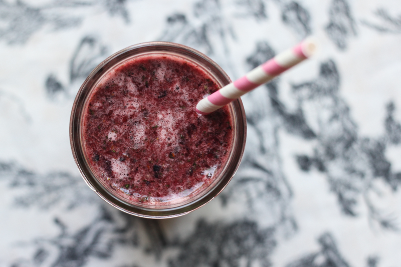 Coconut Water, Mixed Berry, and Spinach Smoothie