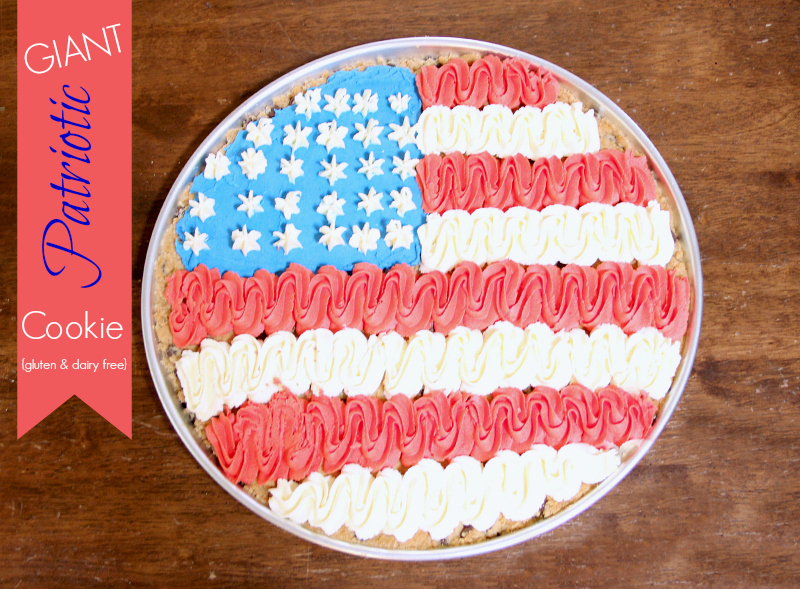 Giant Patriotic Chocolate Chip Cookie {Gluten Free/Vegan}