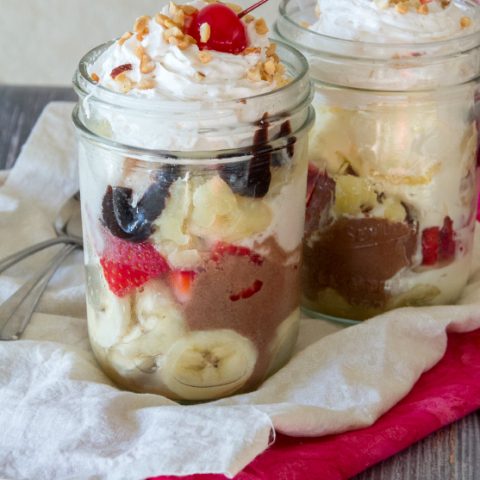 banana split in a jar