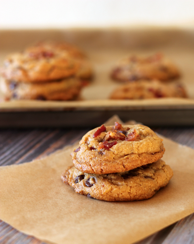 Next time you make a big batch of chocolate chip cookies...add some crispy bacon to the mix.  These Bacon & Chocolate Chip Cookies will blow your mind.