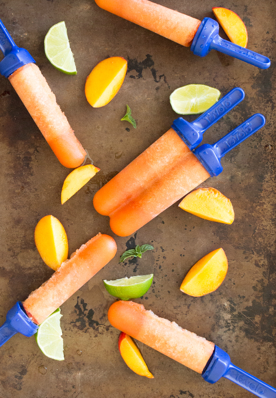 Peach Mint Rum Popsicles