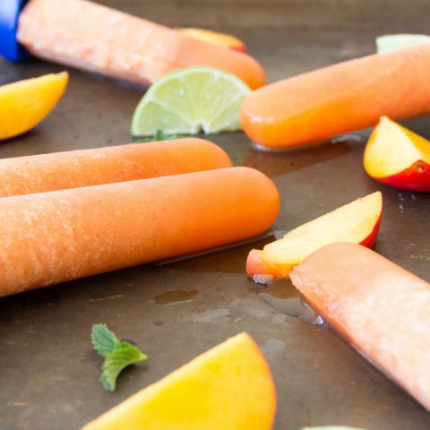 Peach Mint Rum Popsicles