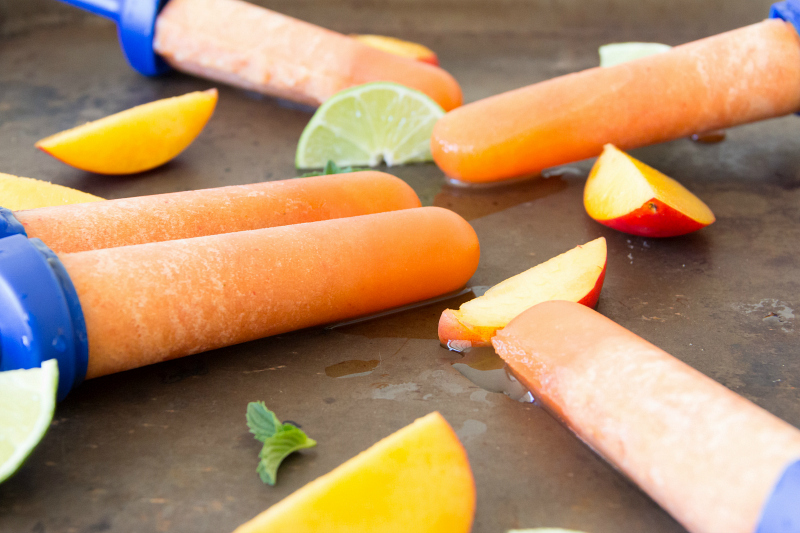 Peach Mint Rum Popsicles