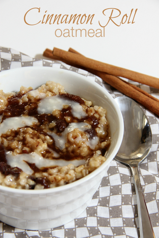 Nothing is better on a cold morning than a big bowl of steel cut oatmeal....well, except a big bowl of Cinnamon Roll Oatmeal.