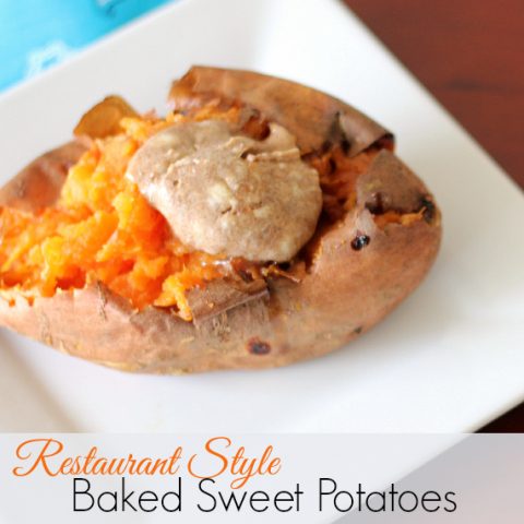 restaurant style baked sweet potato with cinnamon butter