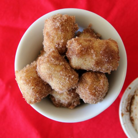 bowl of deep fried churro bites