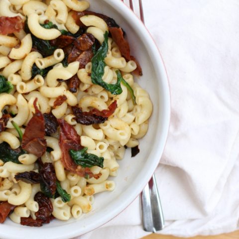 Roasted Garlic, Sun Dried Tomato, & Prosciutto Pasta