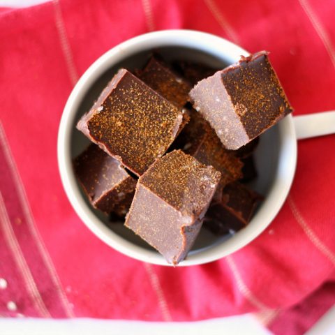 Mexican Hot Cocoa Fudge in a mug