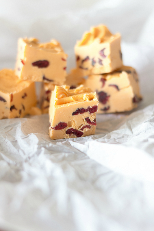 Cranberry Orange Fudge - a simple gourmet fudge recipe to make for the Thanksgiving and Christmas holidays