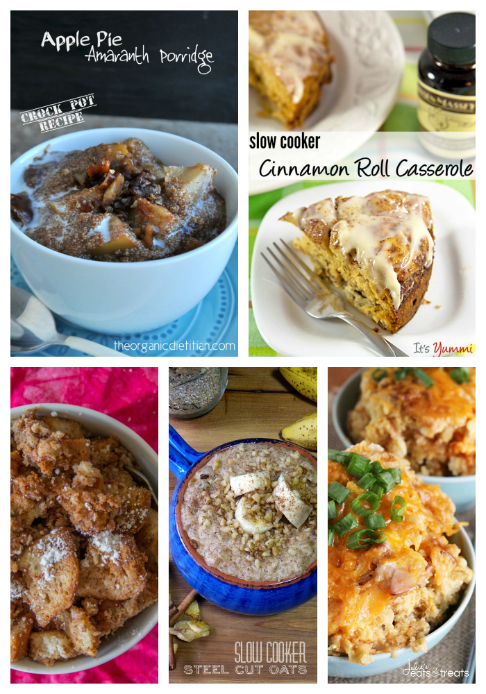 collage image of slow cooker brunch recipes