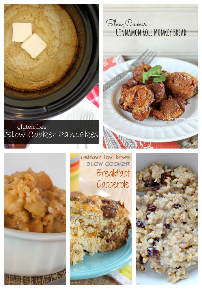 photo collage of slow cooker brunch recipes