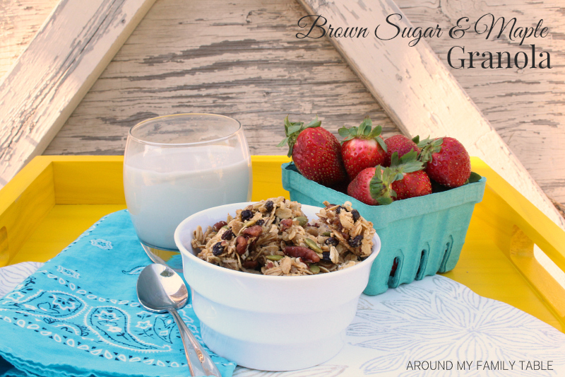 Hearty Brown Sugar & Maple Granola is all you need for a delicious breakfast.  Just a little milk for cereal or top a smoothie or add to yogurt.