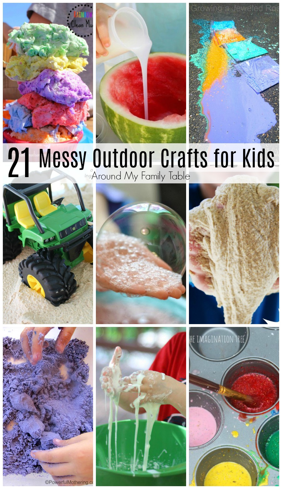 Keep your kids busy and boredom in check with these 21 Messy Outdoor Crafts for Kids.  Kids will love these messy outdoor ideas and you’ll love that the mess stays outside. via @slingmama