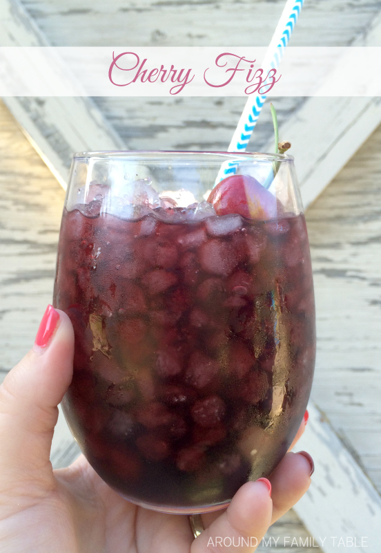 Enjoy this Cherry Fizz by the pool while relaxing and listening to some amazing music. It's non-alcoholic and it's super refreshing. It's full of cherry flavor and only has two ingredients.