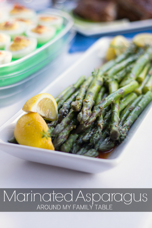 Marinated Asparagus is best served cold or at room temperature, so it's perfect for cookouts, potlucks, and summer!  The asparagus is perfectly seasoned with the help of a herbed lemon sauce that is to-die-for!