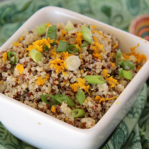 This Orange Scallion Quinoa is a perfectly flavored side dish goes well with fish or even a grilled steak.