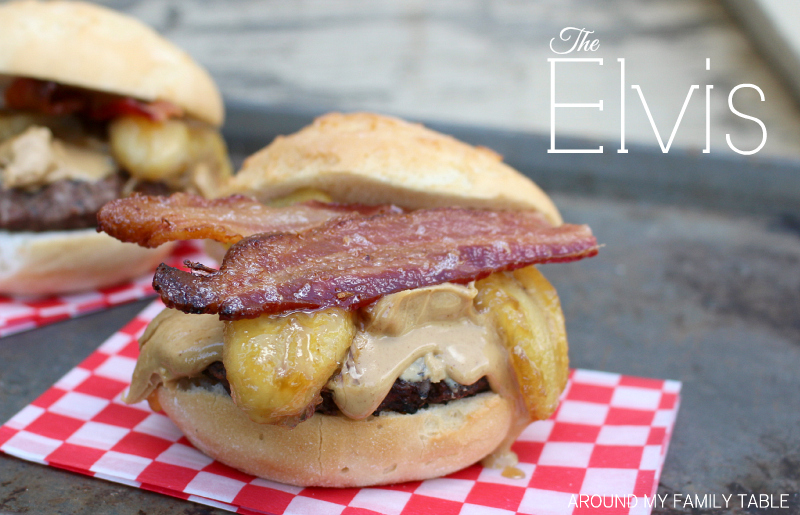 The Elvis Burger is topped with all of Elvis' favorite things like peanut butter, bananas, and  of course bacon.  It is down right finger-lickin' good!