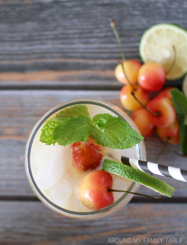 Celebrate summer with a fresh cherry and mint drink. These Cherry Mint Mocktails are sweet, tangy, bubbly and family friendly!
