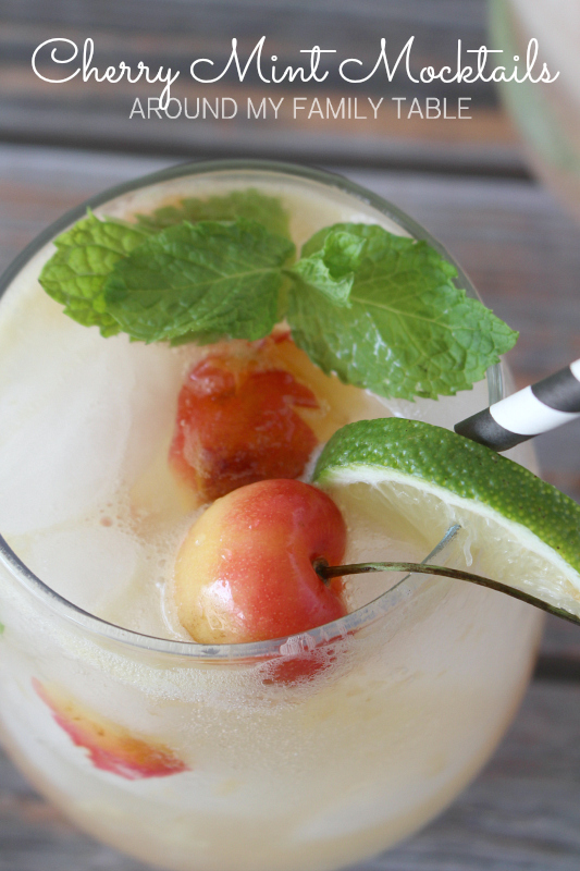 Celebrate summer with a fresh cherry and mint drink. These Cherry Mint Mocktails are sweet, tangy, bubbly and family friendly!