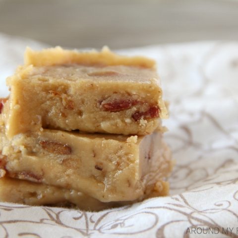 squares of homemade maple bacon fudge