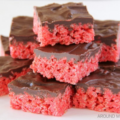 Chocolate Covered Cherry Rice Krispies Treats