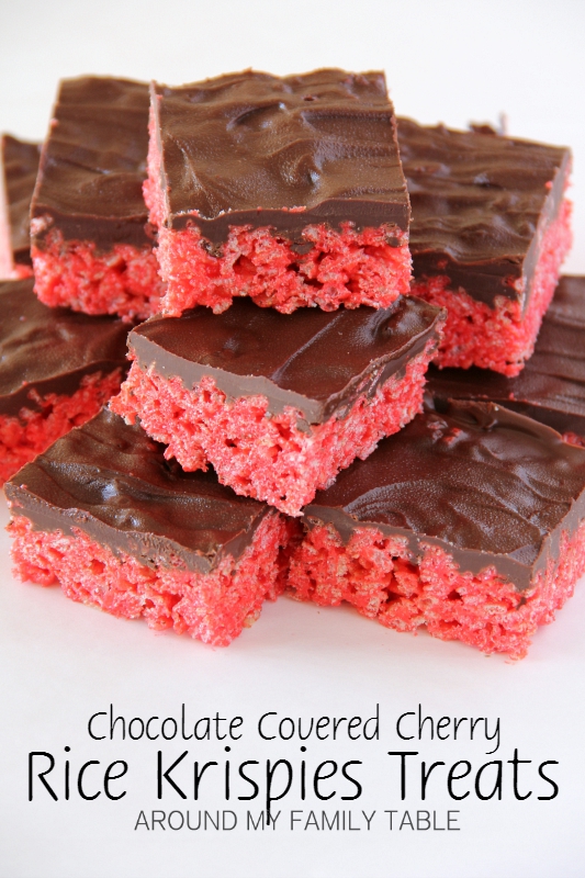 Chocolate Covered Cherry Rice Krispies Treats