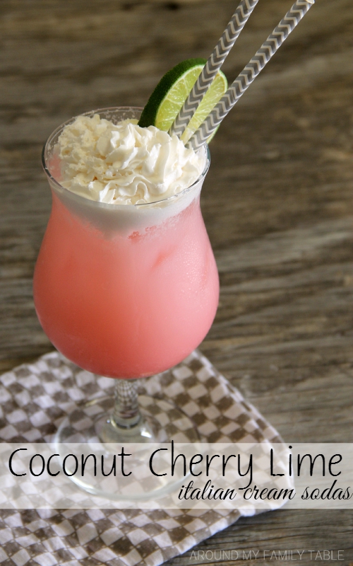 Coconut Cherry Lime Italian Cream Sodas