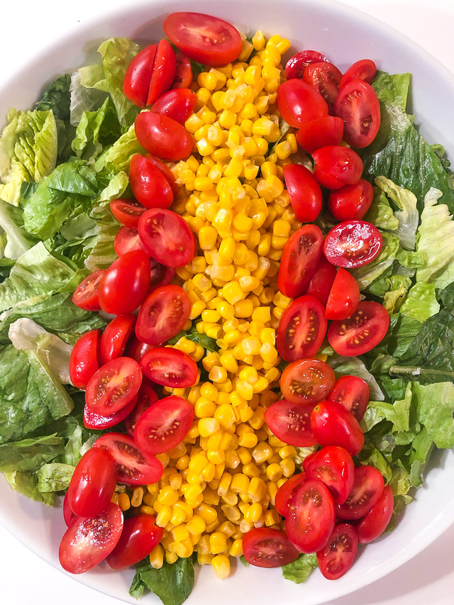 southwestern salad in a white bowl