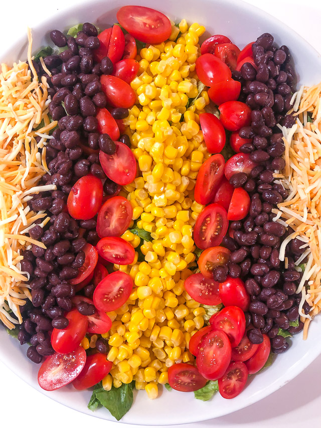 southwestern salad in a white bowl