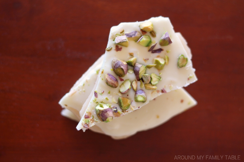 White Chocolate & Pistachios Toffee Butter Crunch Candy is a sweet and crispy confection that will soon become a favorite family treat.