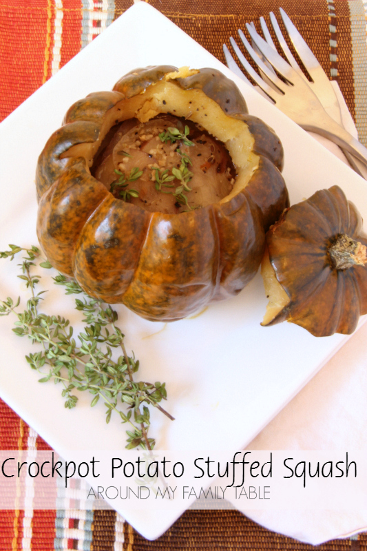 This Crockpot potato stuffed squash is an easy side dish that is perfect for every day meals, but is nice enough for holiday supper too.