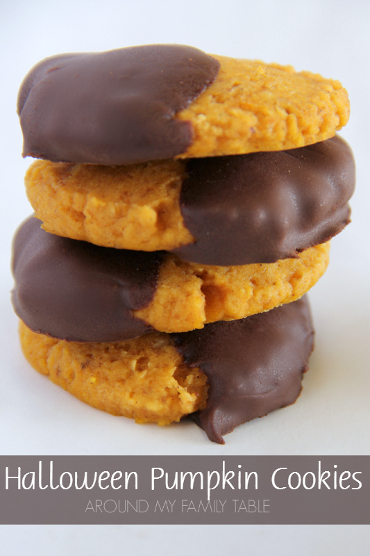 These Halloween Pumpkin Cookies are full of pumpkin goodness and whip up quickly with the help of a cake mix.