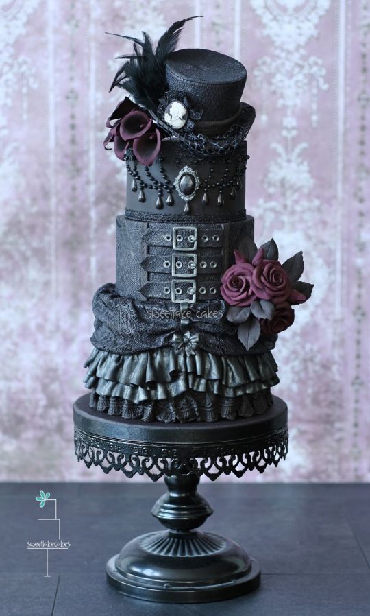 Gothic Wedding Cake with Top Hat
