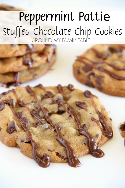 Peppermint Pattie Stuffed Chocolate Chip Cookies