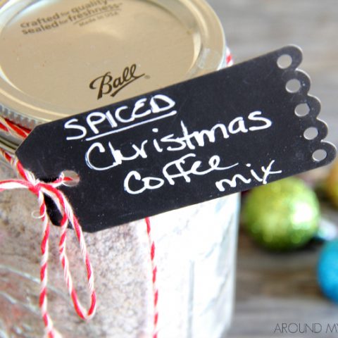 mason jar of spiced Christmas coffee mix
