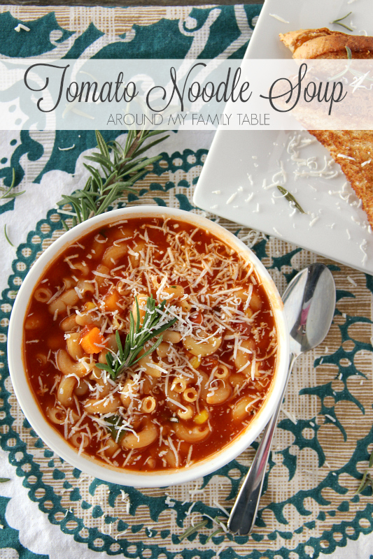 This simple and delicious Tomato Noodle Soup is ready in about 15 minutes and goes perfect with a grilled cheese sandwich. 