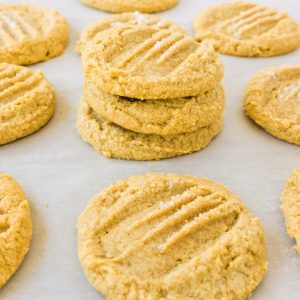 stacks of keto peanut butter cookies
