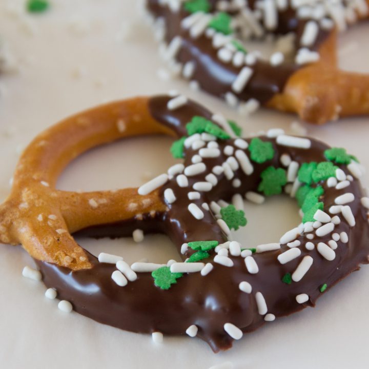 St. Patrick's Day Pretzels are a fun and festive treat that only take a couple minutes to make.