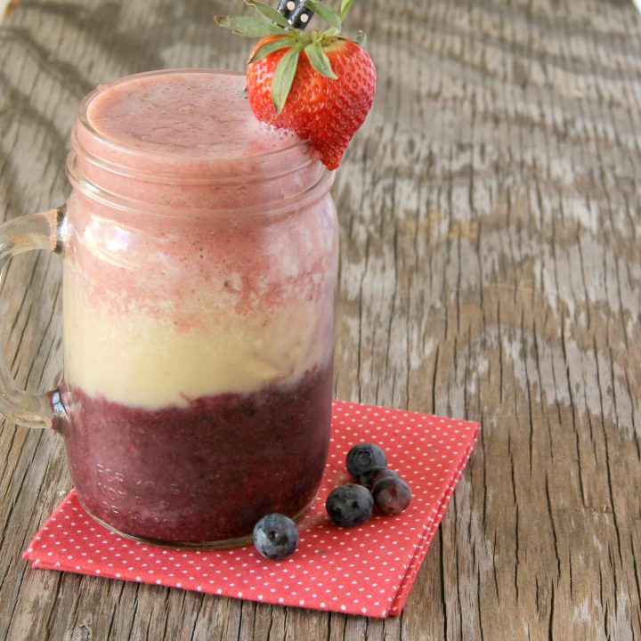 These triple layered smoothies are perfect for breakfasts, snacks, desserts, and for all the little superheros in your life.