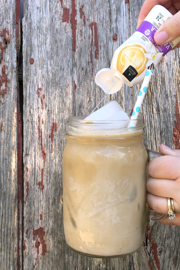 This Iced Skinny Vanilla Latte is a classic coffeehouse drink, but it's super easy to make at home for a fraction of the coffeehouse prices.