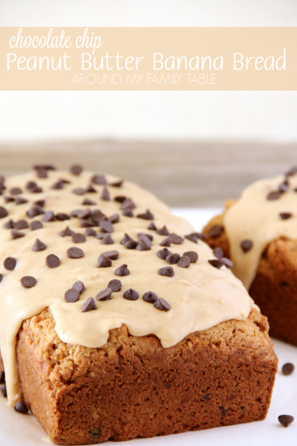 Quick breads are comfort food and this Chocolate Chip Peanut Butter Banana Bread with Peanut Butter frosting will quickly become a family favorite in your home. 