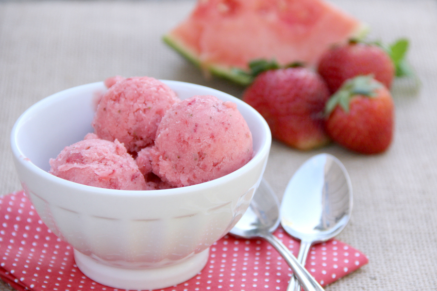 I love this easy (no ice cream machine needed) Tiger's Blood Sorbet. It's made with only 3 simple ingredients, including tons of fresh fruit!